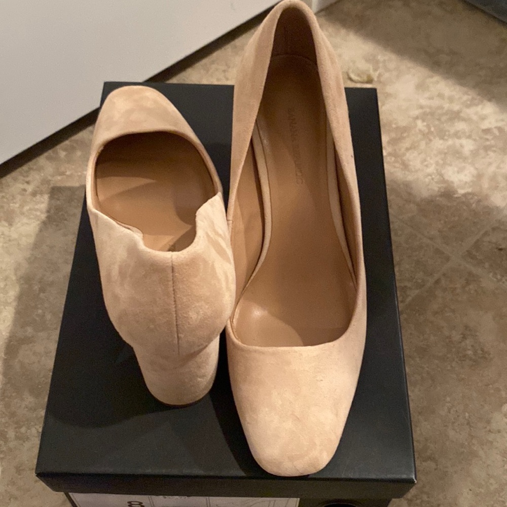 banana republic suede square toe block heels size 8